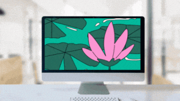 animated flower swaying in lily pond on computer screen