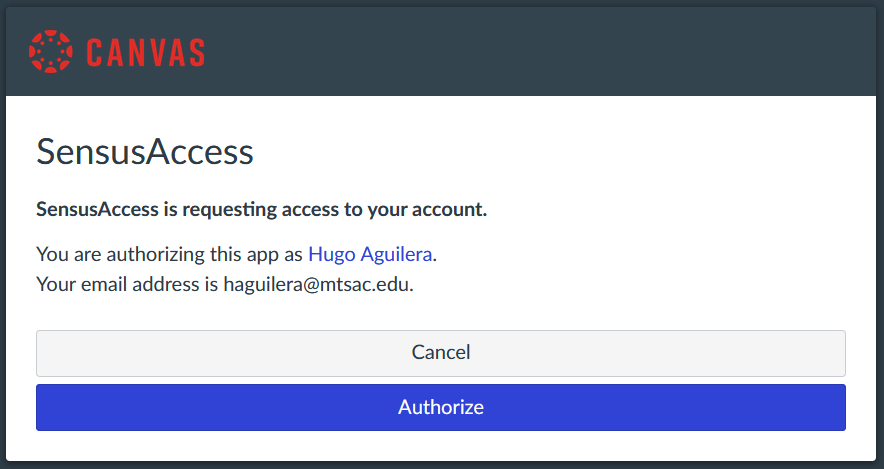 Authorize access to SensusAccess